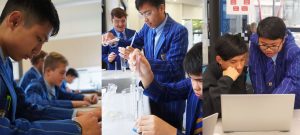 St Thomas of Canterbury College students doing science, writing and reading