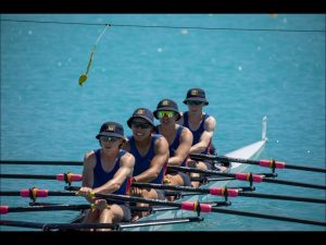 St Thomas of Canterbury College rowing team on the water